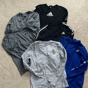 Adidas & under armour boys  Blue Long Sleeve Shirts size M